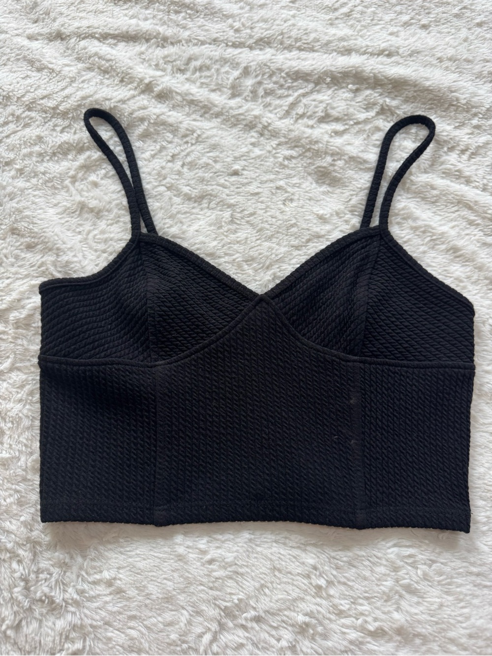 Forever 21 Black Ribbed Cropped Cami